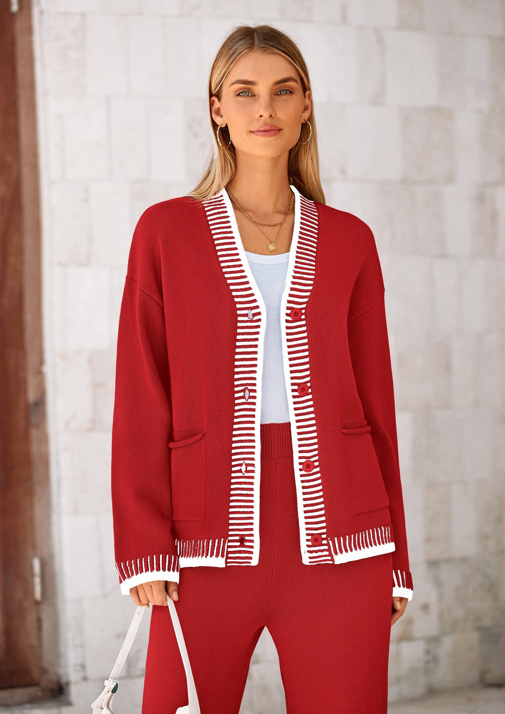 Osonn Lounge Sets for Women Fall Loungewear 2 Piece Outfits Cardigan Sweaters Track Suit Matching Winter Clothing
