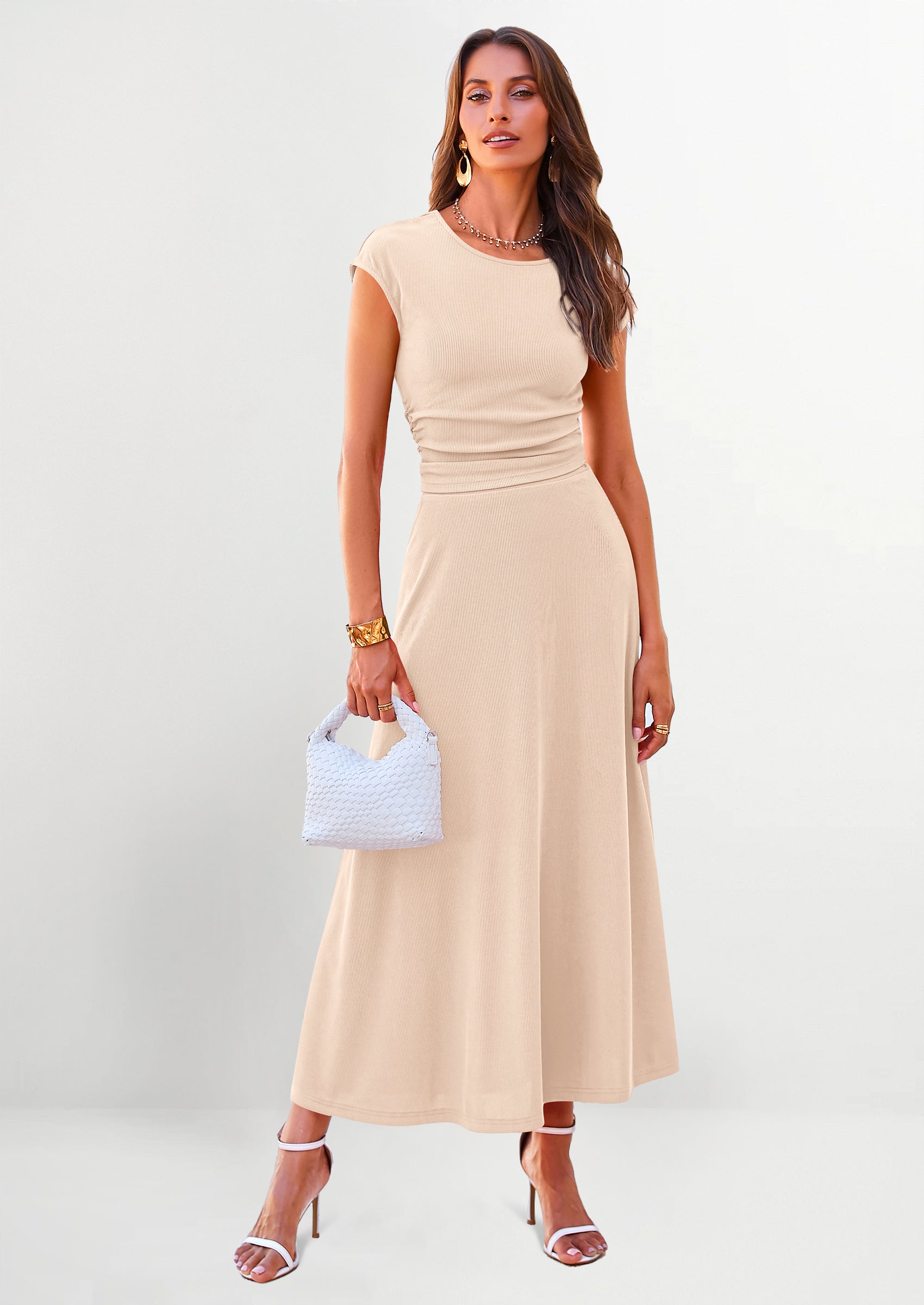 Osonn Summer Two Piece Skirt Set for Women Dressy Casual Knit Matching Travel Spring Vacation Lounge Outfits