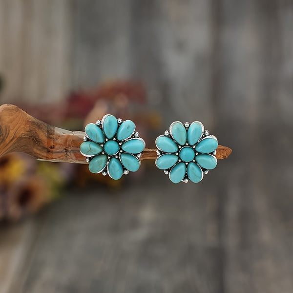 Vintage Flower Turquoise Earrings — image 1