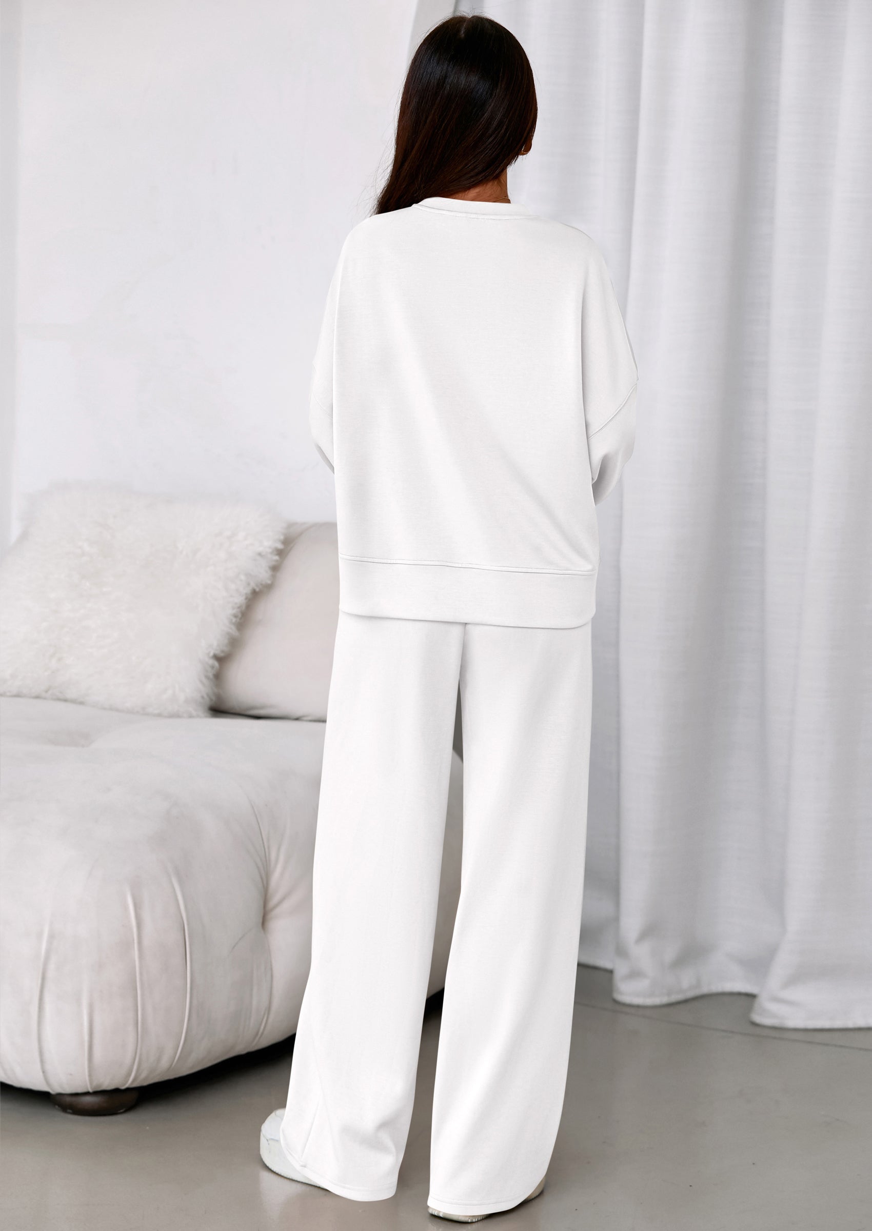 Osonn 2 Piece Sets For Women Fall Trendy Long Sleeve Sweatshirt Wide Leg Pants Loungewear Set Matching Sweatsuit