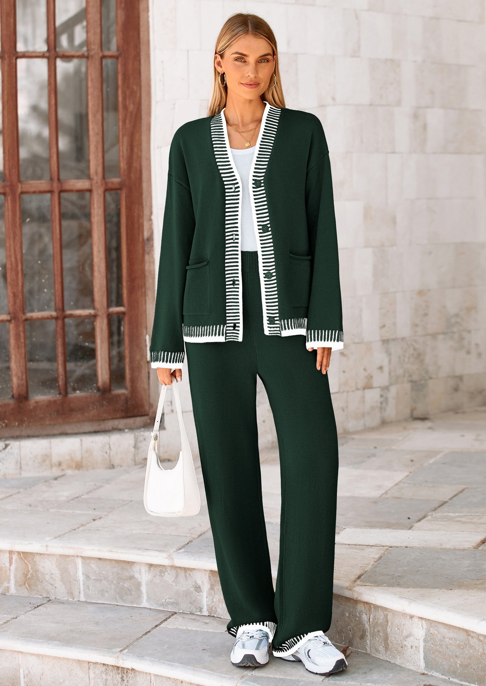 Osonn Lounge Sets for Women Fall Loungewear 2 Piece Outfits Cardigan Sweaters Track Suit Matching Winter Clothing