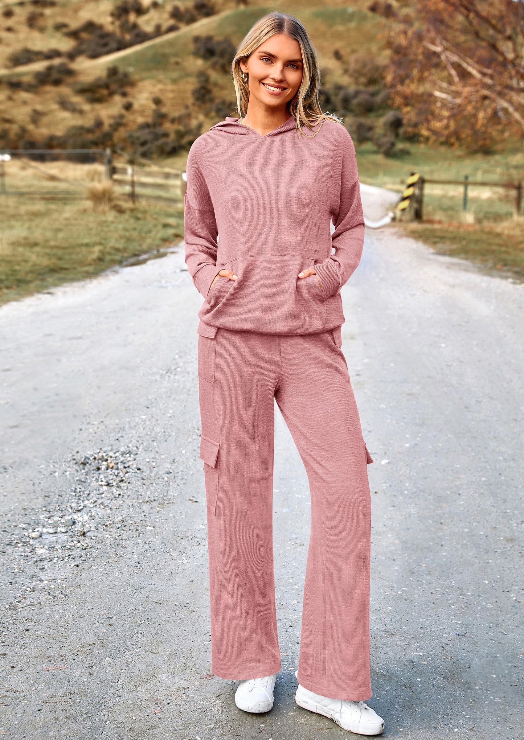 Osonn 2 Piece Sets For Women Fall Sweatsuits Outfits Lounge Matching Hoodie Set Travel Track Suits Winter Clothes