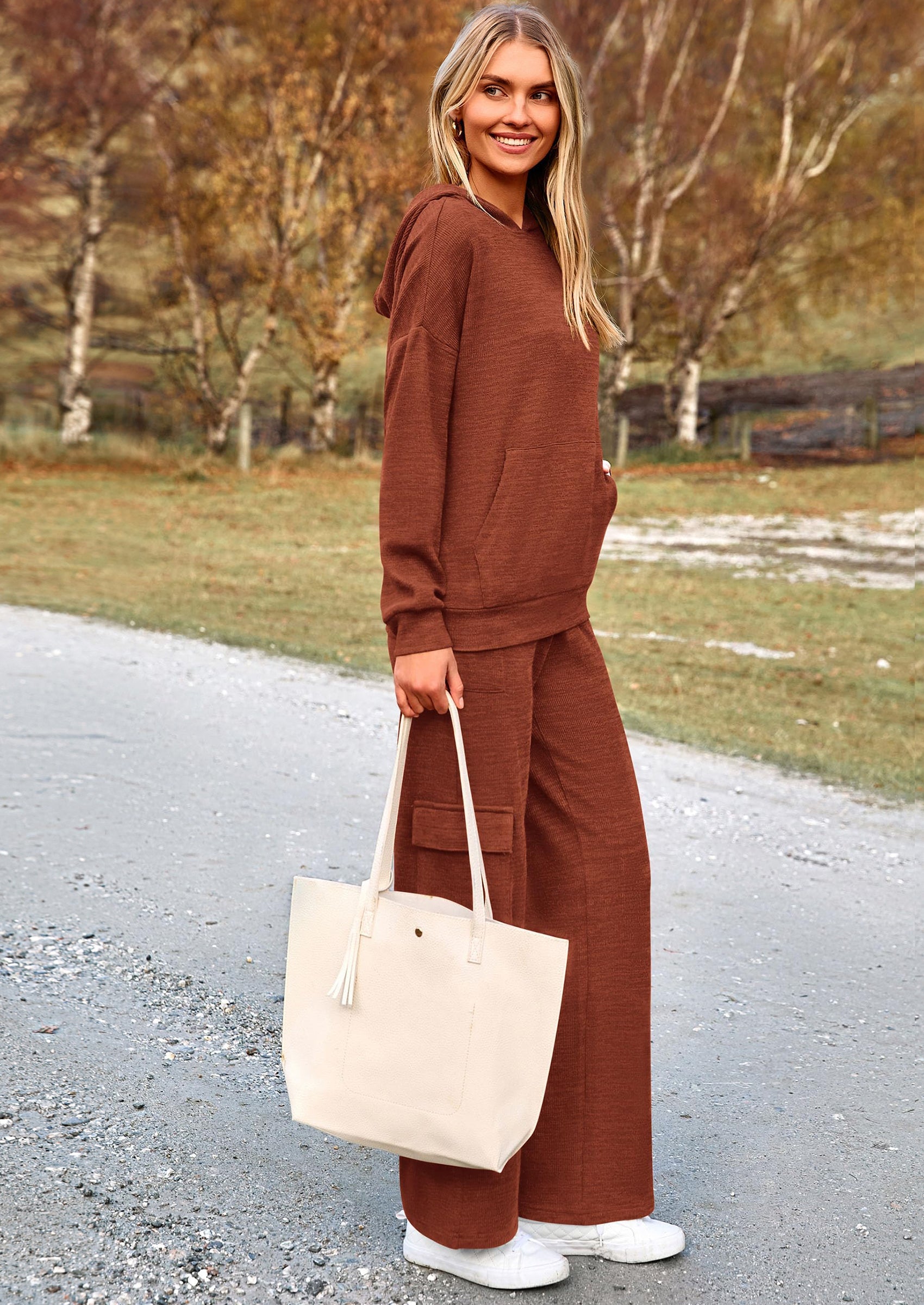 Osonn 2 Piece Sets For Women Fall Sweatsuits Outfits Lounge Matching Hoodie Set Travel Track Suits Winter Clothes