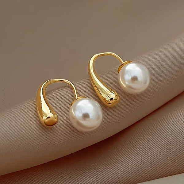 Minimalist Arc Pearl Earrings — image 1