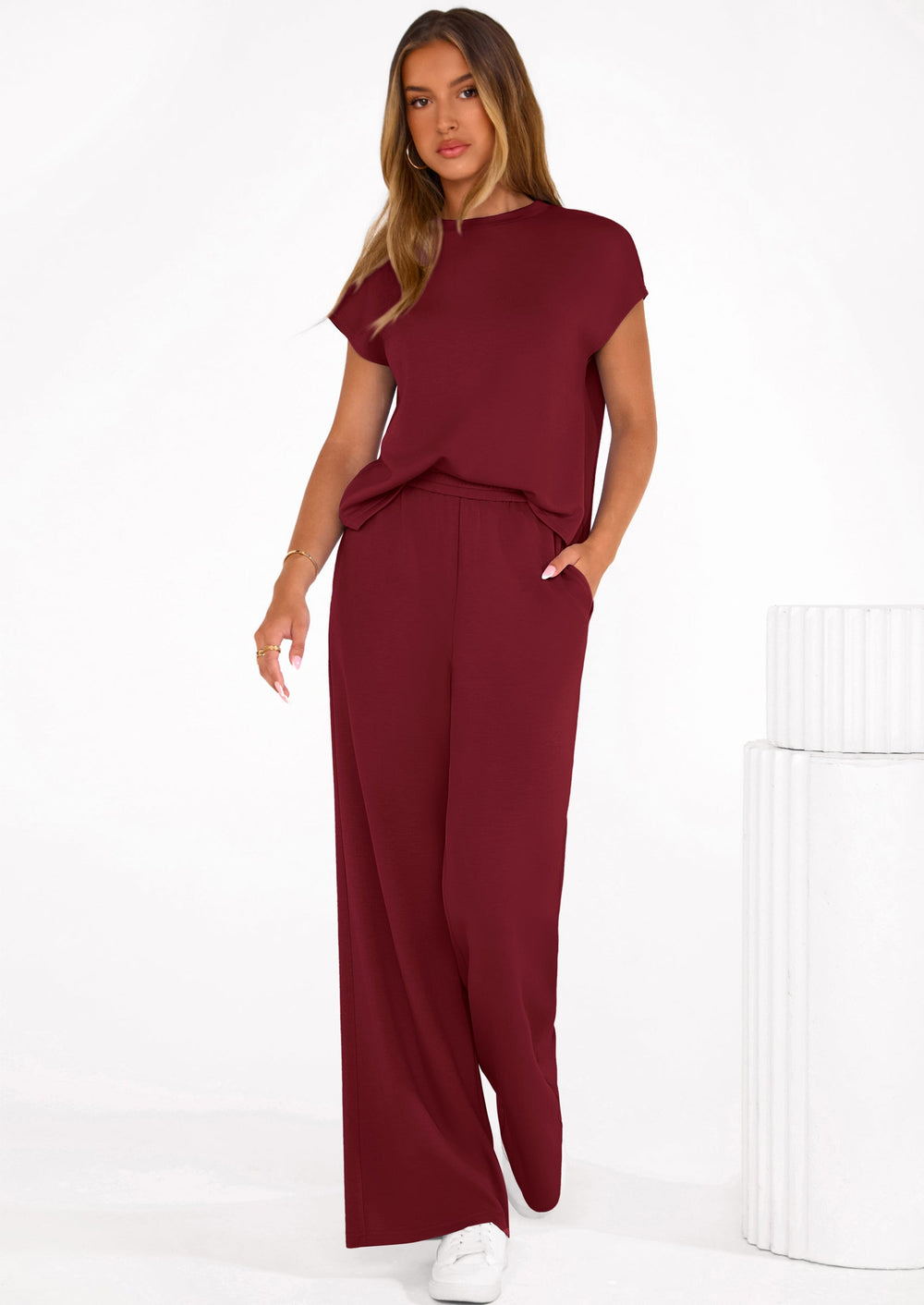 Osonn Womens 2 Piece Outfits Casual Cap Sleeve Lounge Set Summer Tracksuits Matching Sets Beach Fashion Travel Clothes