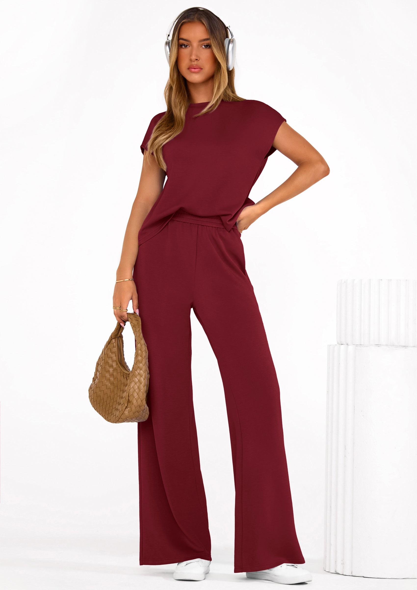 Osonn Womens 2 Piece Outfits Casual Cap Sleeve Lounge Set Summer Tracksuits Matching Sets Beach Fashion Travel Clothes