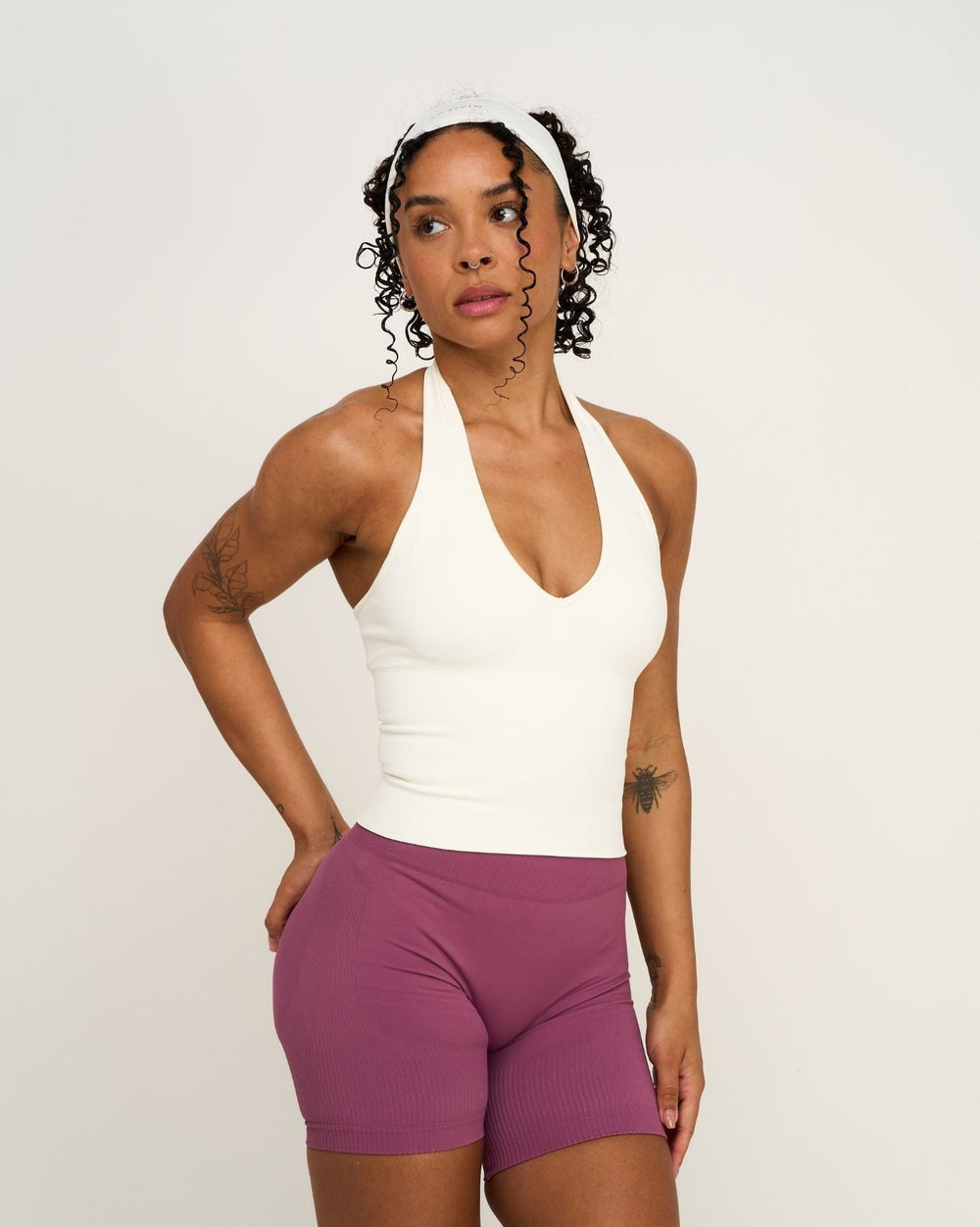 Elevate™ Sculpting Seamless Halterneck Top | Cream