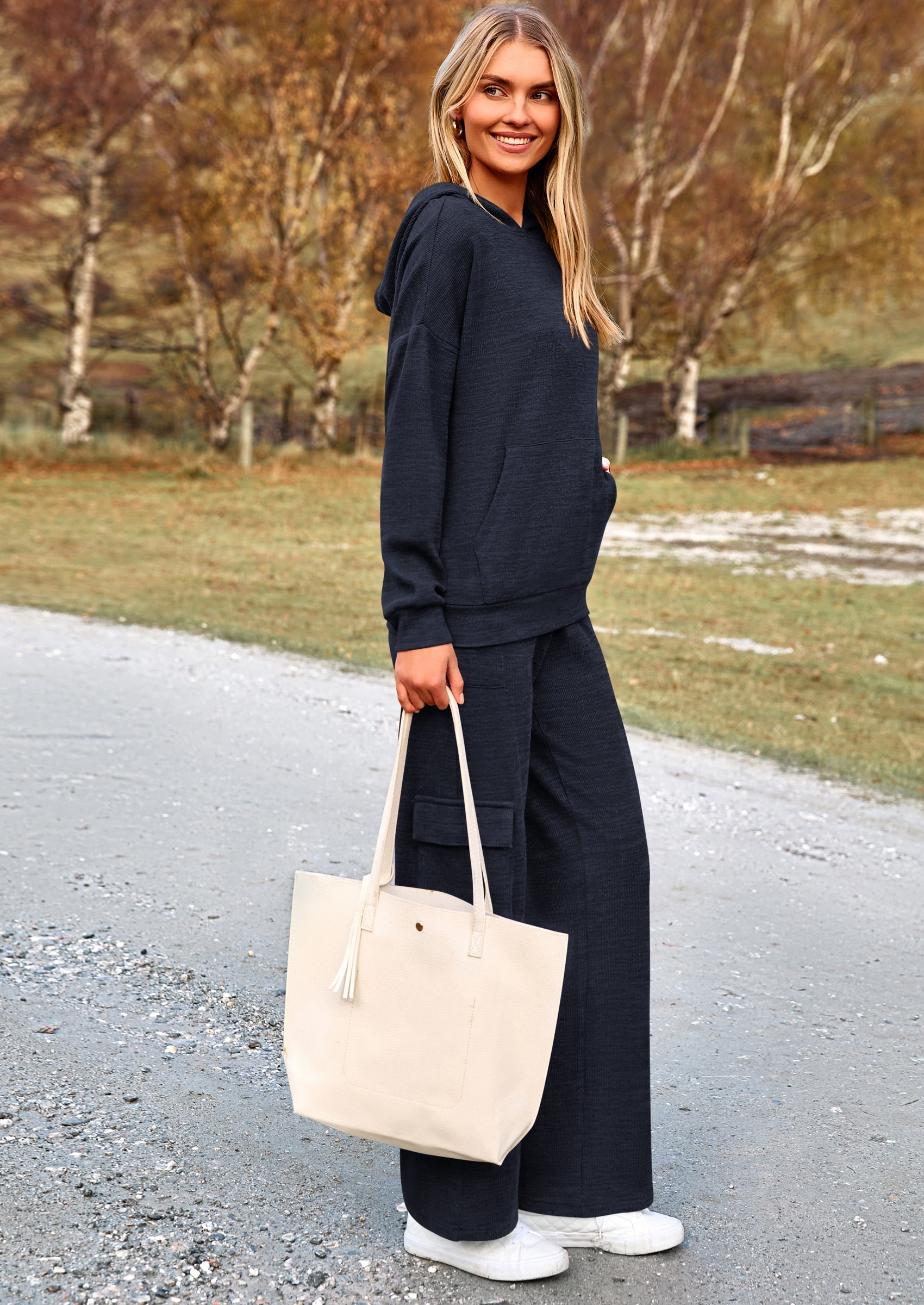 Osonn 2 Piece Sets For Women Fall Sweatsuits Outfits Lounge Matching Hoodie Set Travel Track Suits Winter Clothes