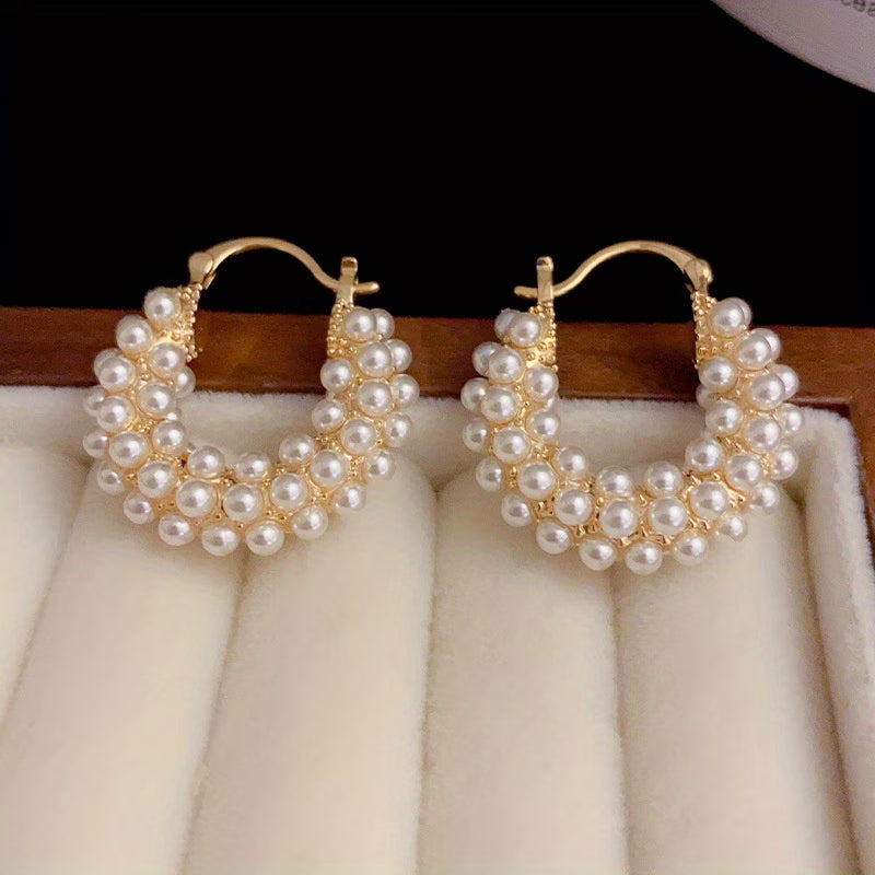 Layered Pearl Hoop Earrings — image 1