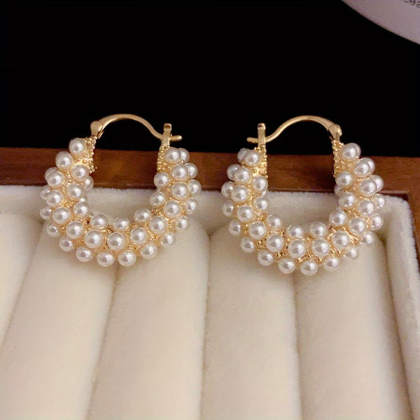 Layered Pearl Hoop Earrings — image 1