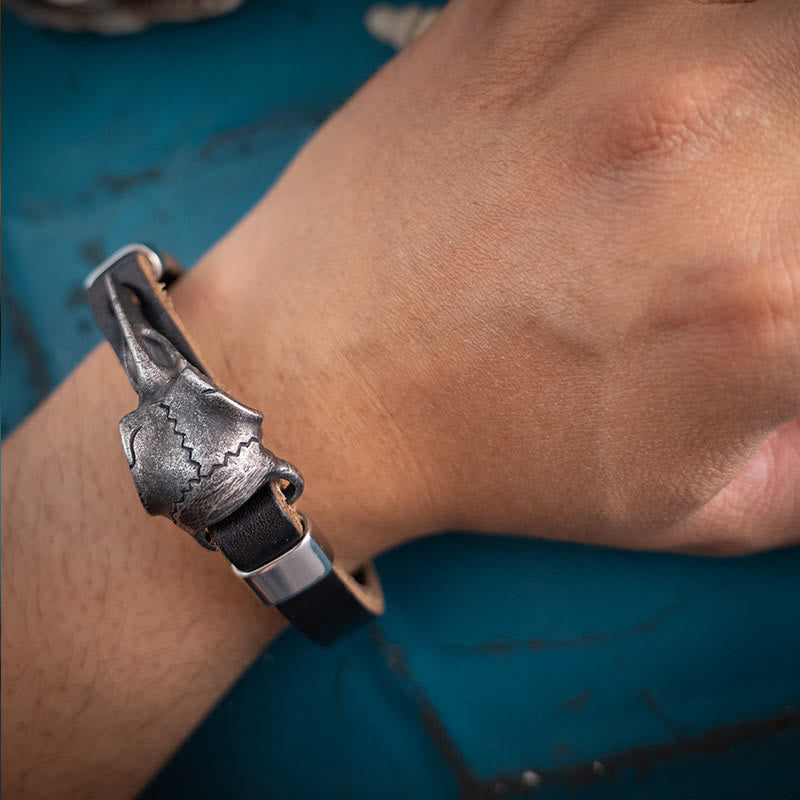 Raven Leather Adjustable Bracelet — image 2