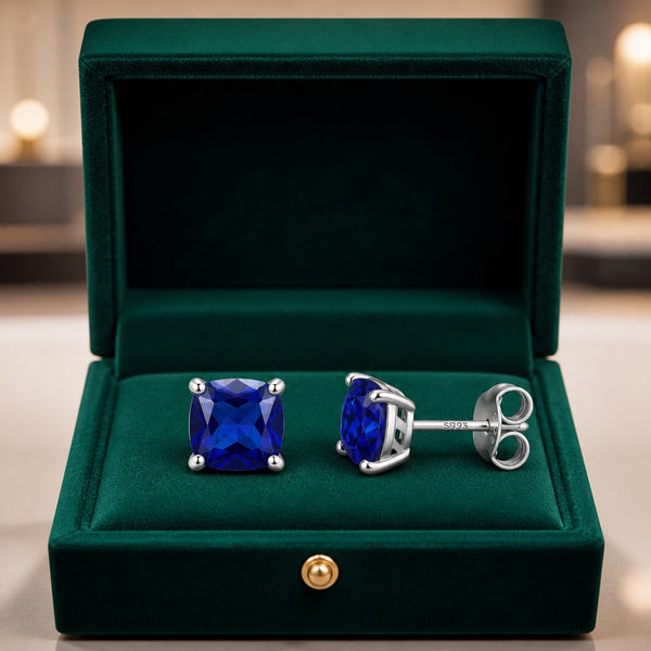 Minimalist Princess Cut White Gold Earrings — image 1