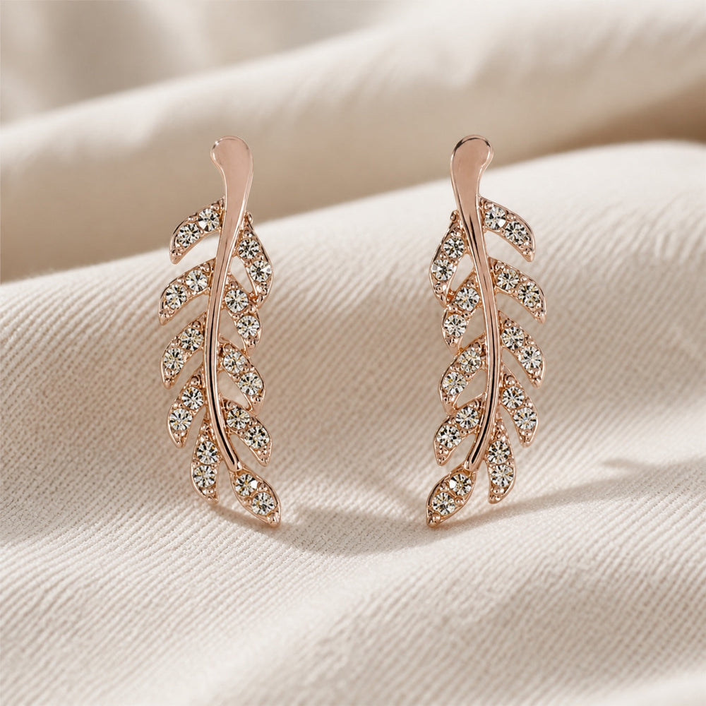 Shimmering Leaf Zirconia Earrings — image 3