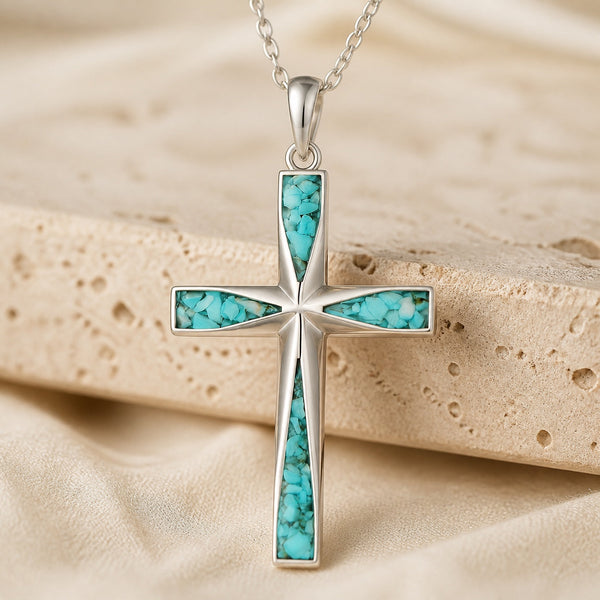 Turquoise Cross Pendant Necklace — image 1