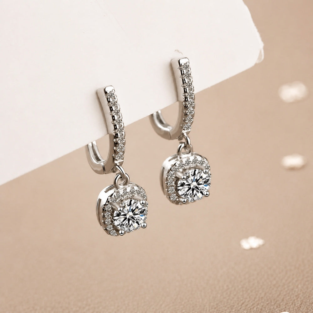 Classic White Gold Stone Earrings — image 1