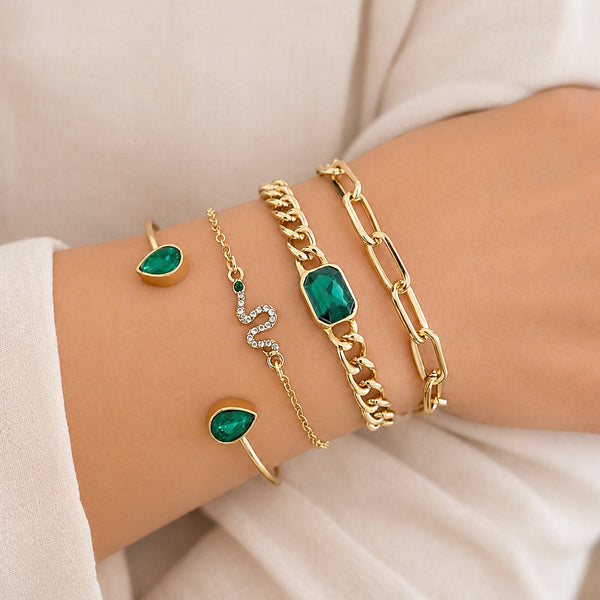 Emerald Crystal Bracelet Set — image 1