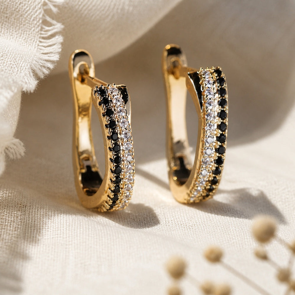 Black Zirconia Gold Earrings — image 1