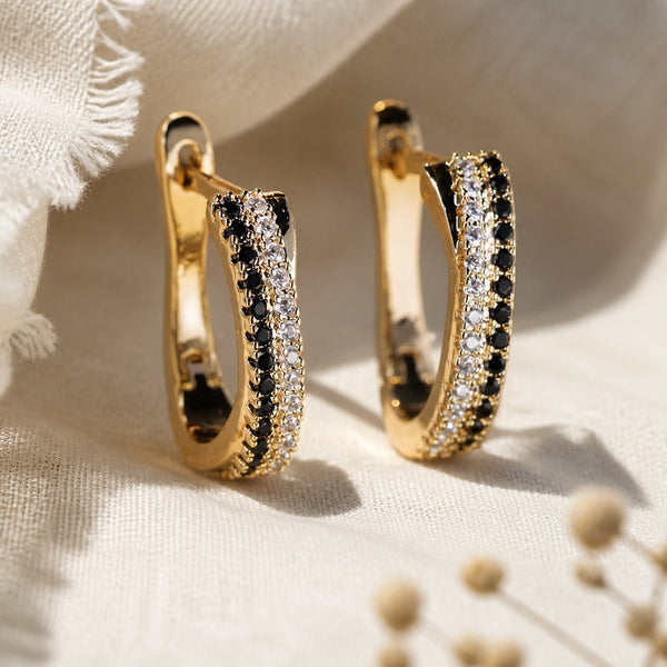 Black Zirconia Gold Earrings — image 1