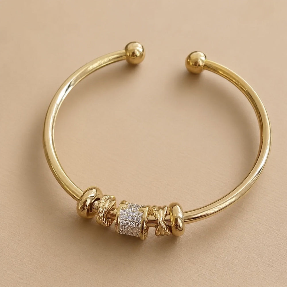 Lustrous Gold Charm Cuff Bracelet — image 1