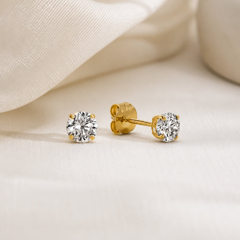 Larmes Stone Gold Stud Earrings — image 1