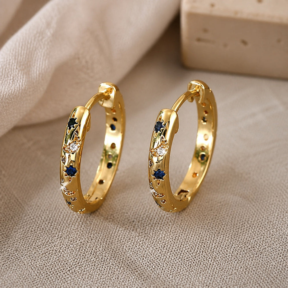 Vintage Gold Bright Hoop Earrings — image 1