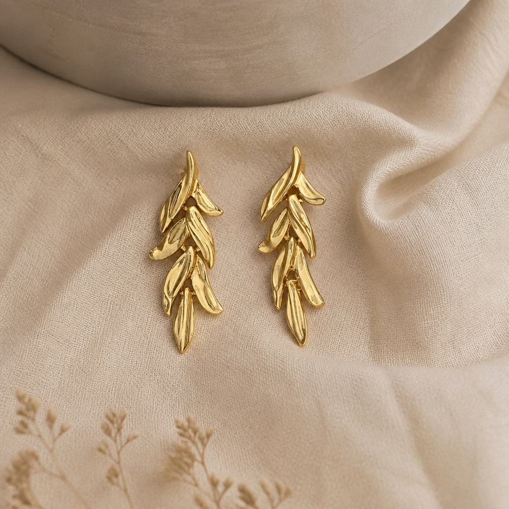 Golden Leaf Dangle Earrings — image 1