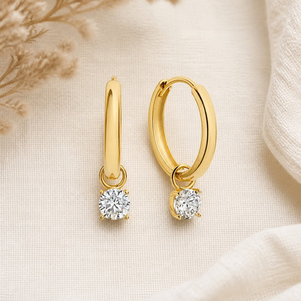 Larmes Gold Stone Hoop Earrings — image 1