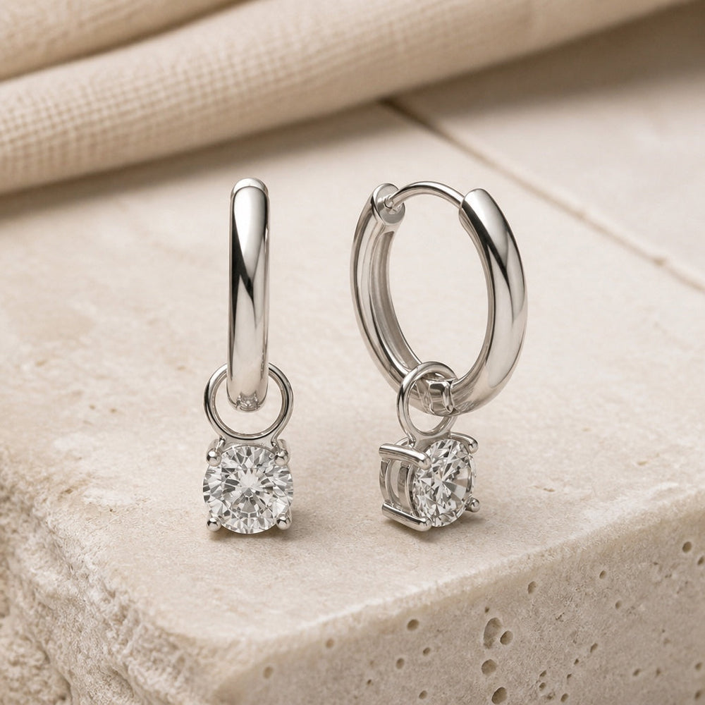 Larmes Gold Stone Hoop Earrings — image 2