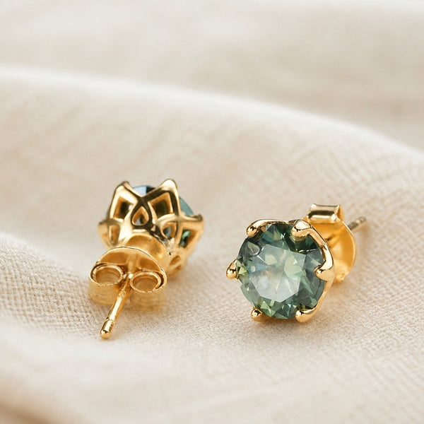 Moss Agate Rounded Stud Earrings — image 1