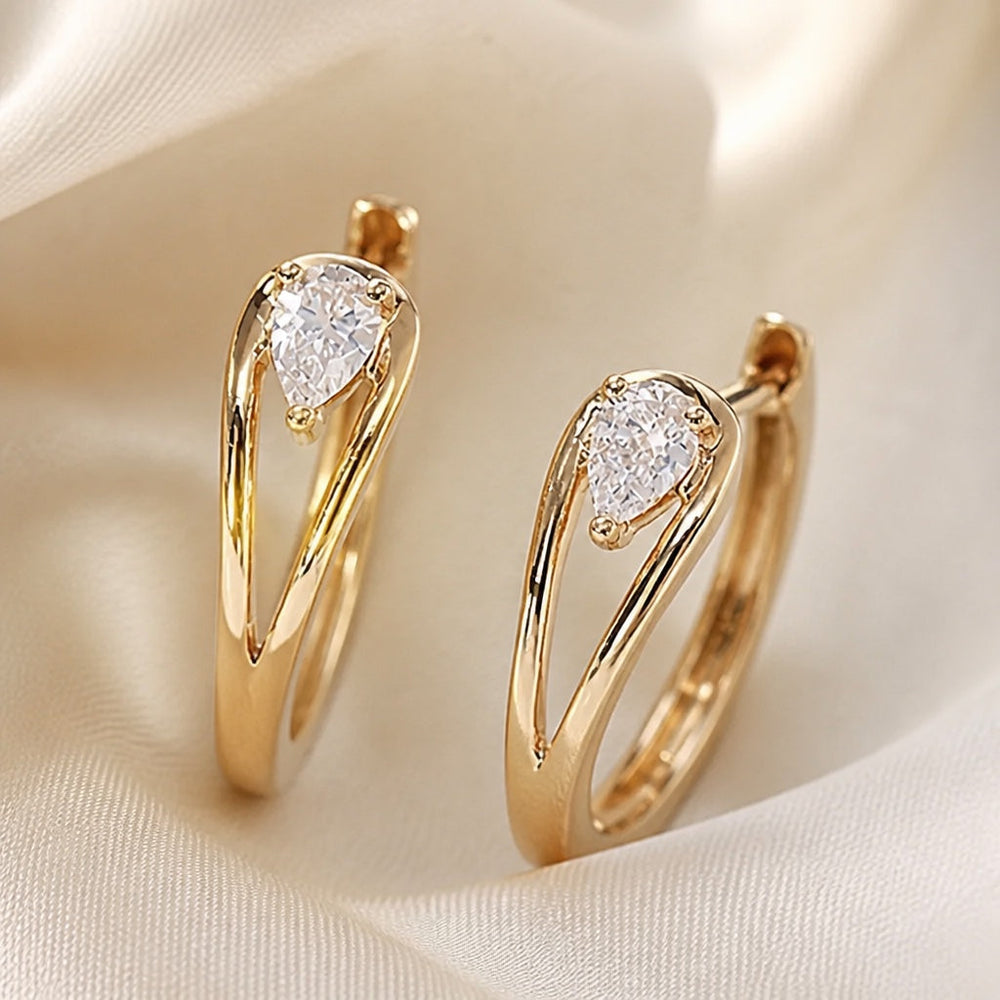 Zirconia Golden Drop Earrings — image 1