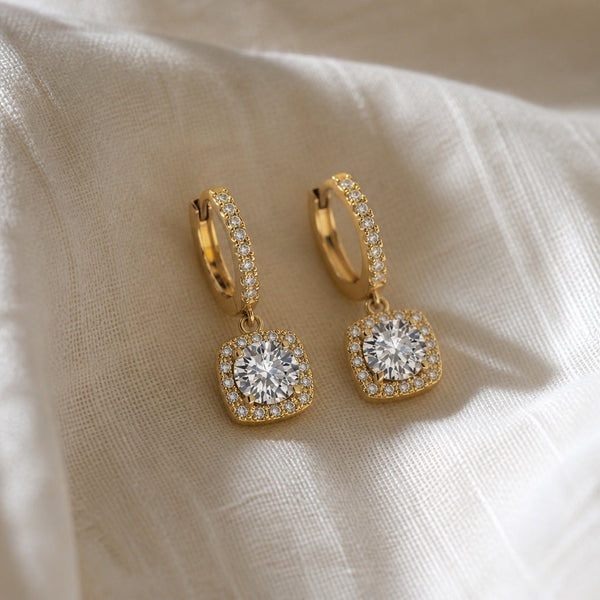 Square Moissanite Drop Earrings — image 1
