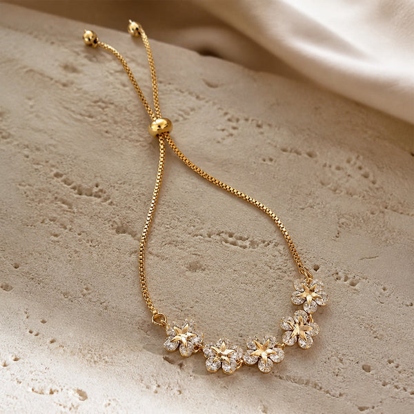 Gold Crystal Daisy Bracelet — image 1