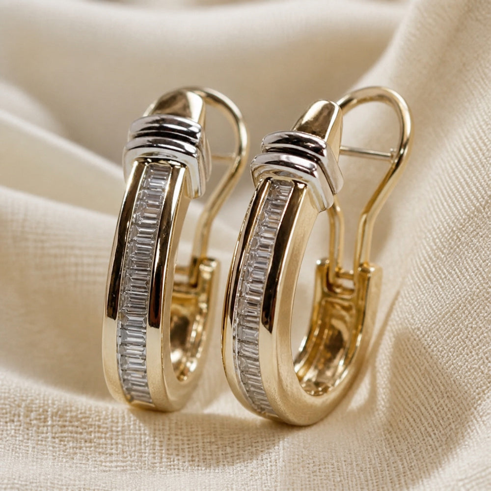 Vintage Inlaid Zirconia Earrings — image 1