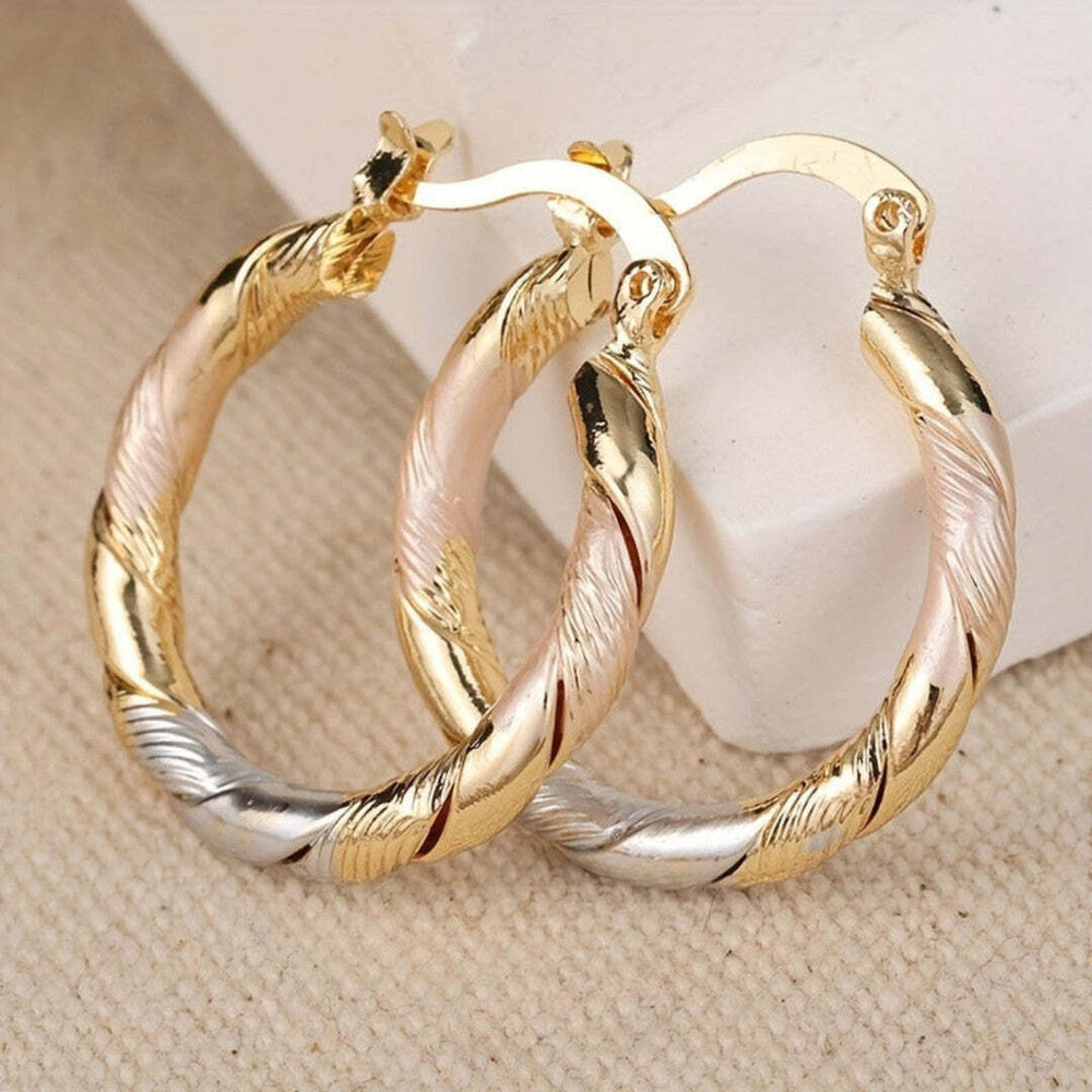 Vintage Round Hoop Gold Silver and Rose Gold Earrings — image 1