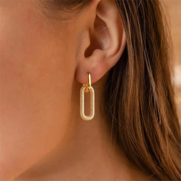 Retro Rhinestone Geometric Hoop Earrings — image 1