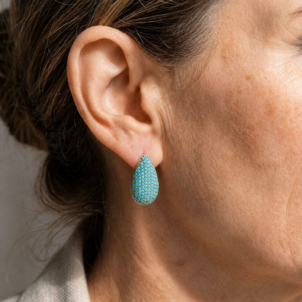 Turquoise Pavé Teardrop Earrings — image 2