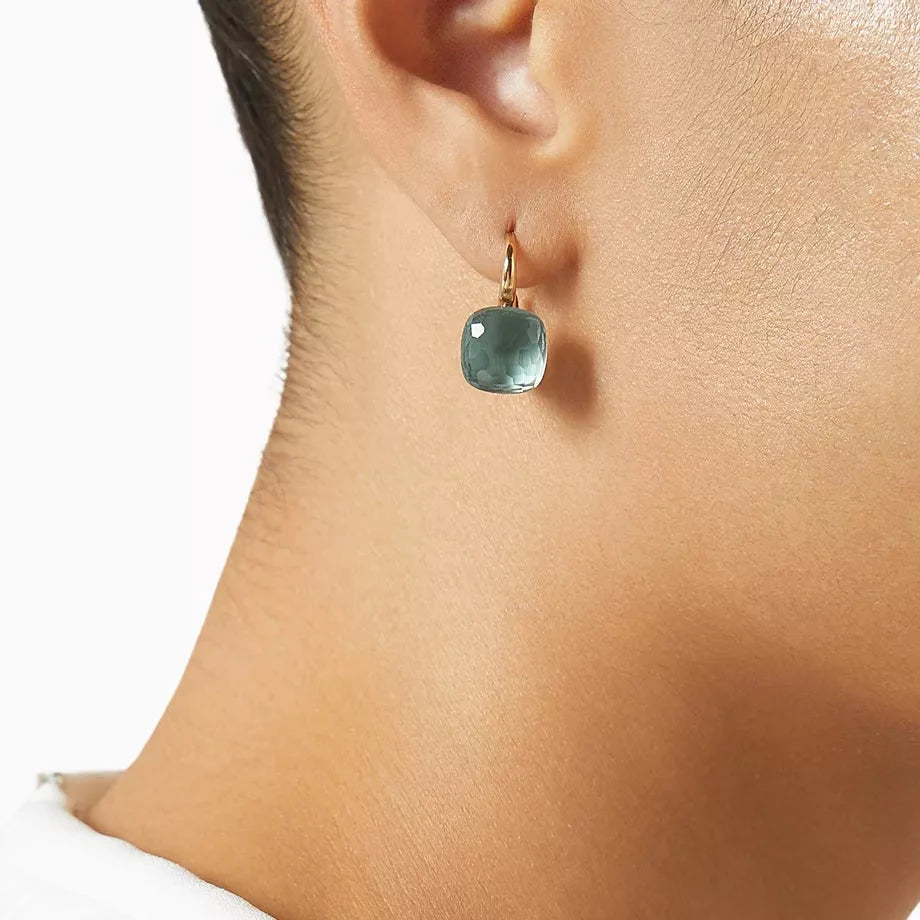 Classic Inlaid Square Topaz Earrings — image 2