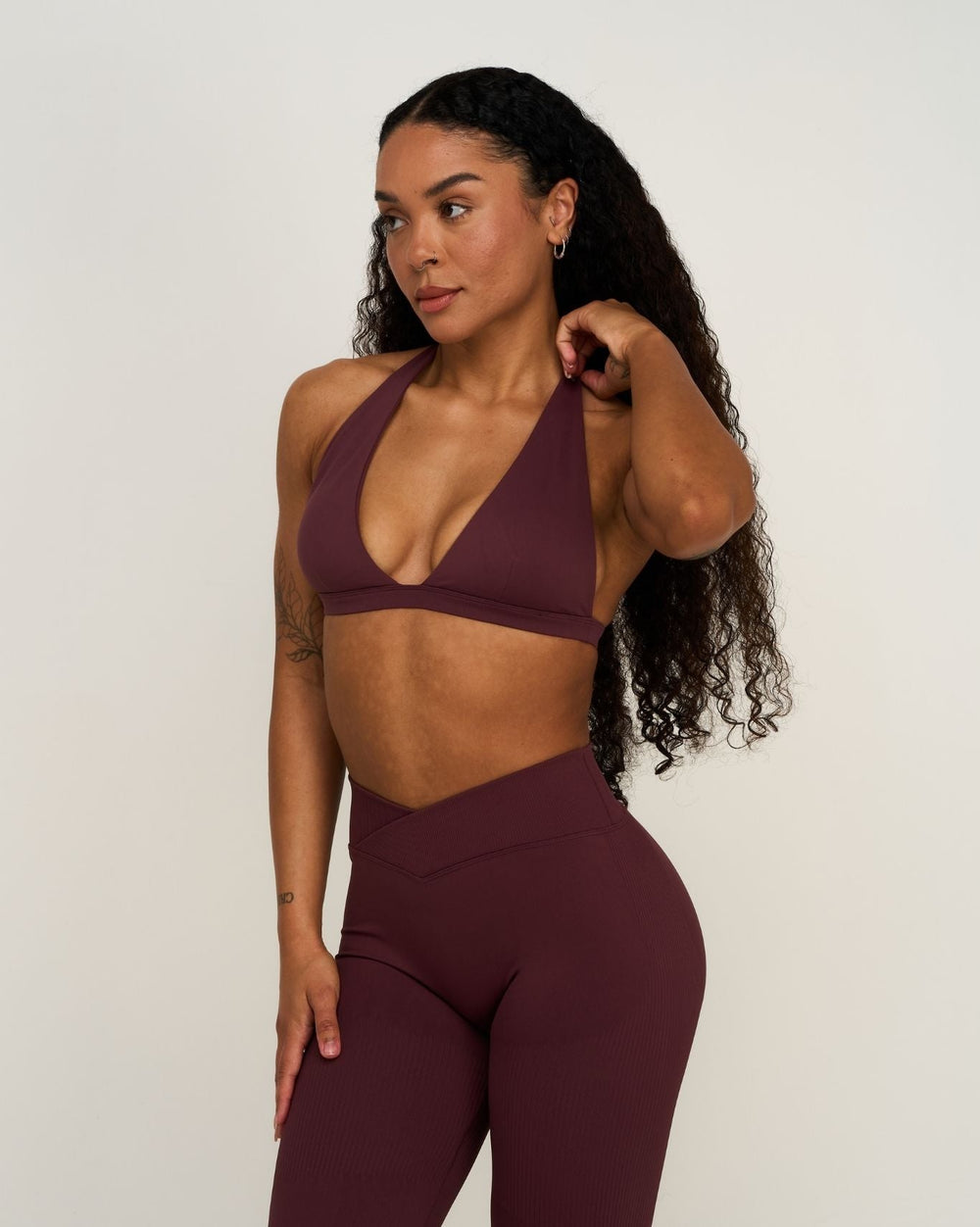 Elevate™ Sculpting Seamless V-Neck Halter Bra | Dark Mauve