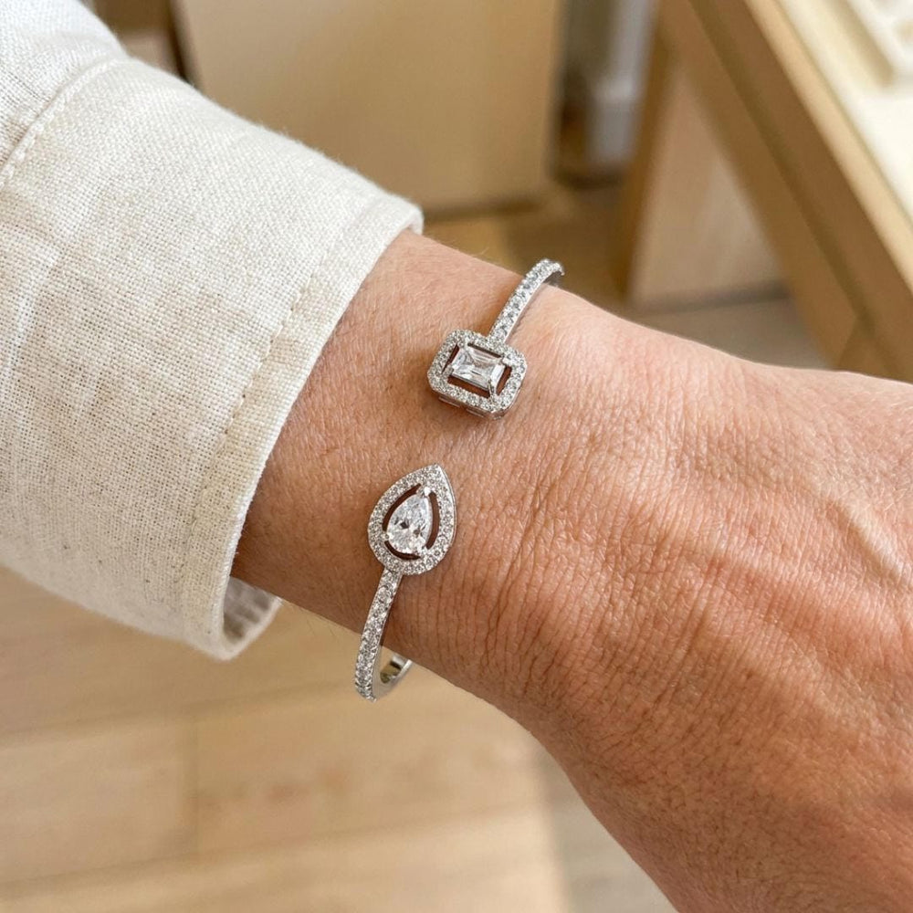 Two Stone Gold Open Cuff Bracelet — image 2