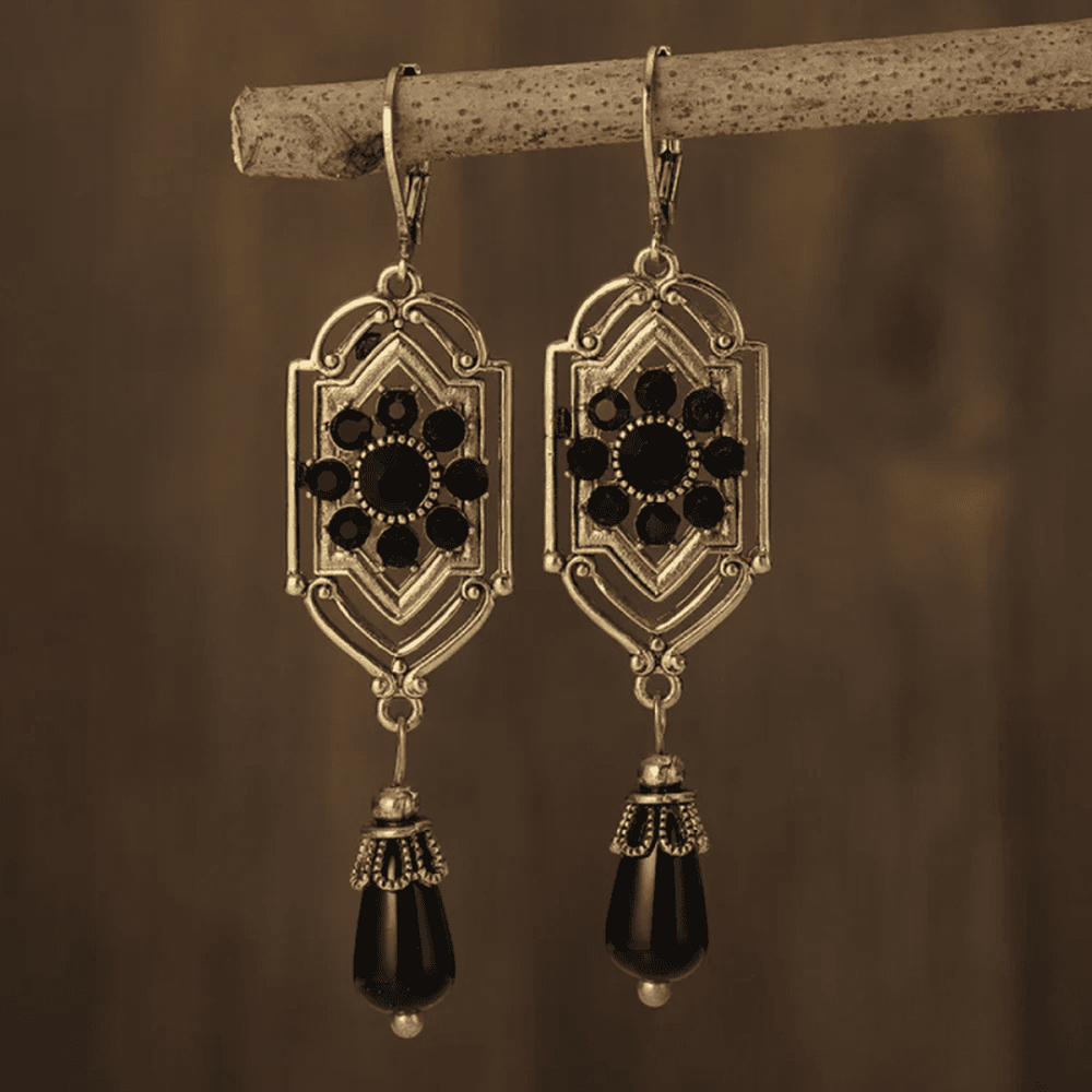 Black Crystal Drop Earrings — image 1