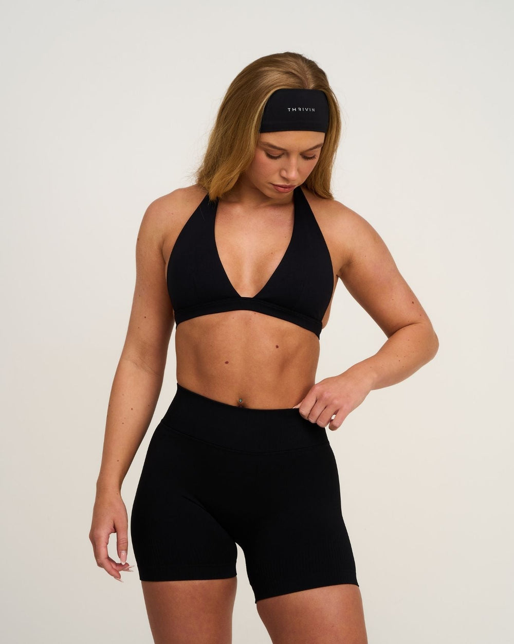 Elevate™ Sculpting Seamless V-Neck Halter Bra | Night Black