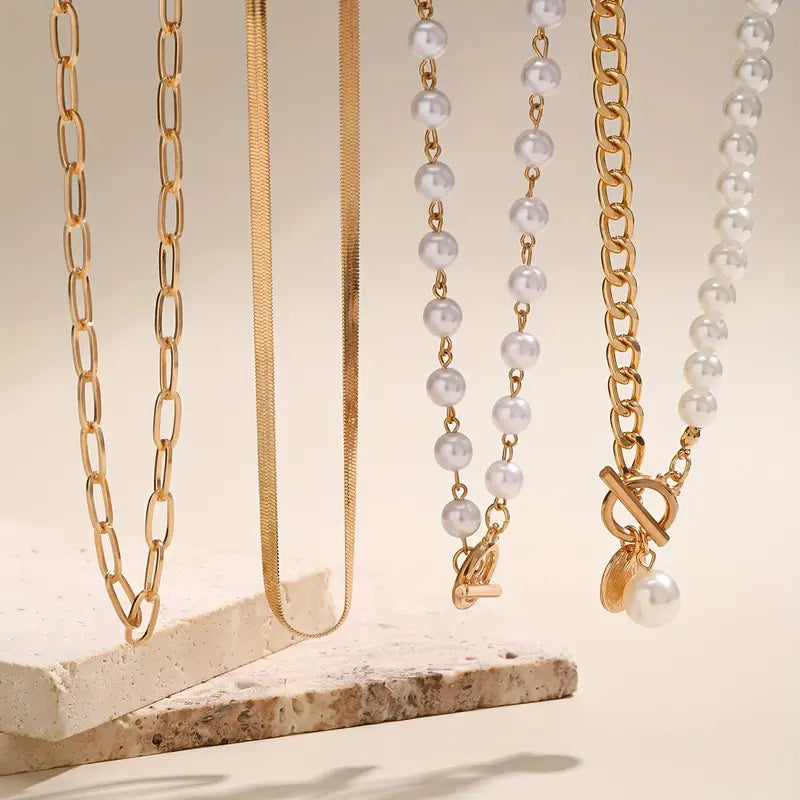 Modern Pearl Layered Necklace Set — image 3