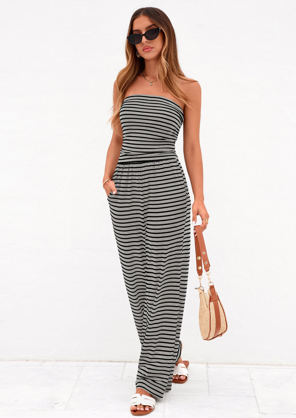 Osonn Summer Sets Women 2 Piece Outfits Matching Striped Loungewear Spring Airport Travel Beach Vacation Clothes