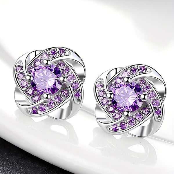 Vintage Purple Rhinestone Earrings — image 1