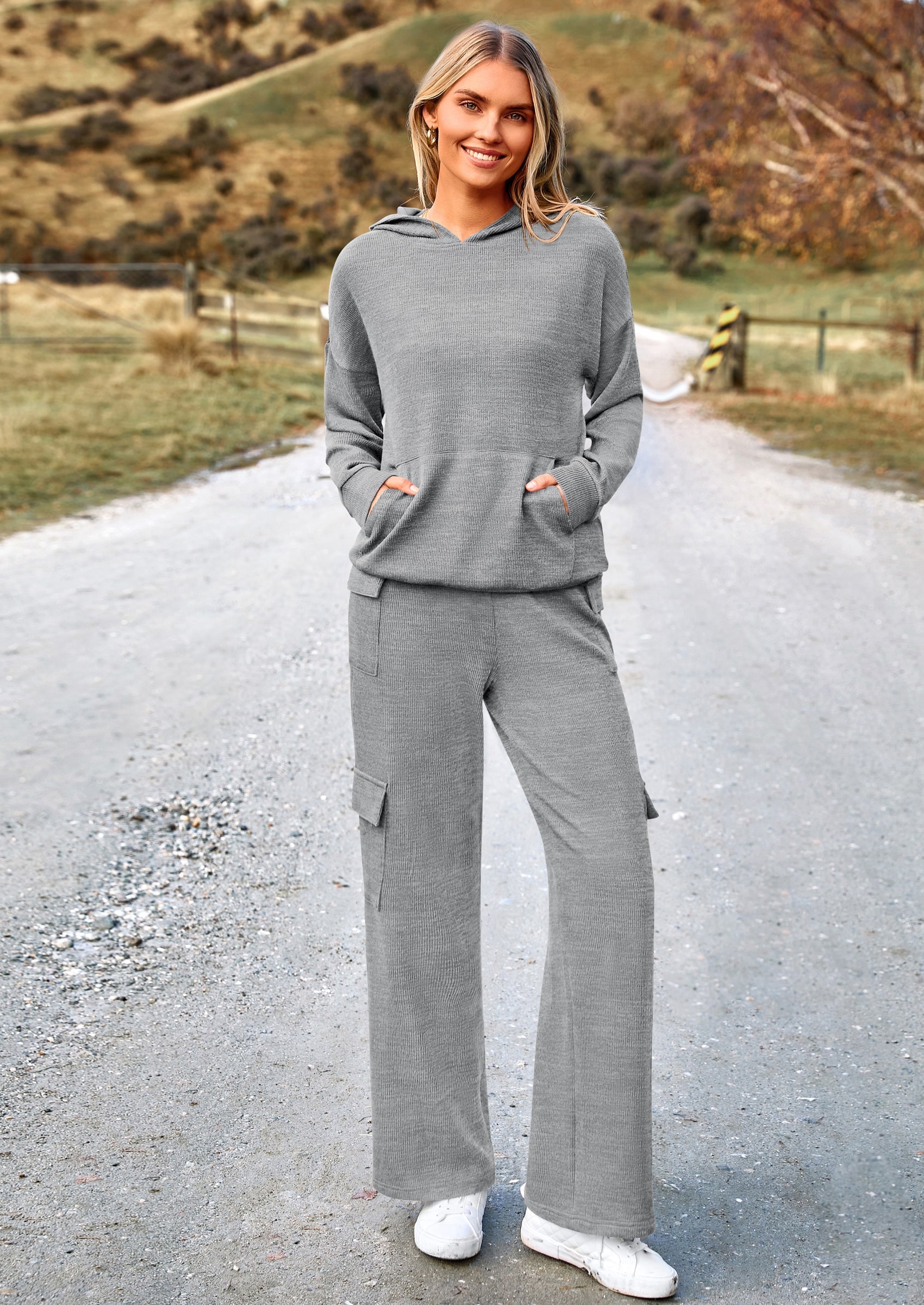 Osonn 2 Piece Sets For Women Fall Sweatsuits Outfits Lounge Matching Hoodie Set Travel Track Suits Winter Clothes