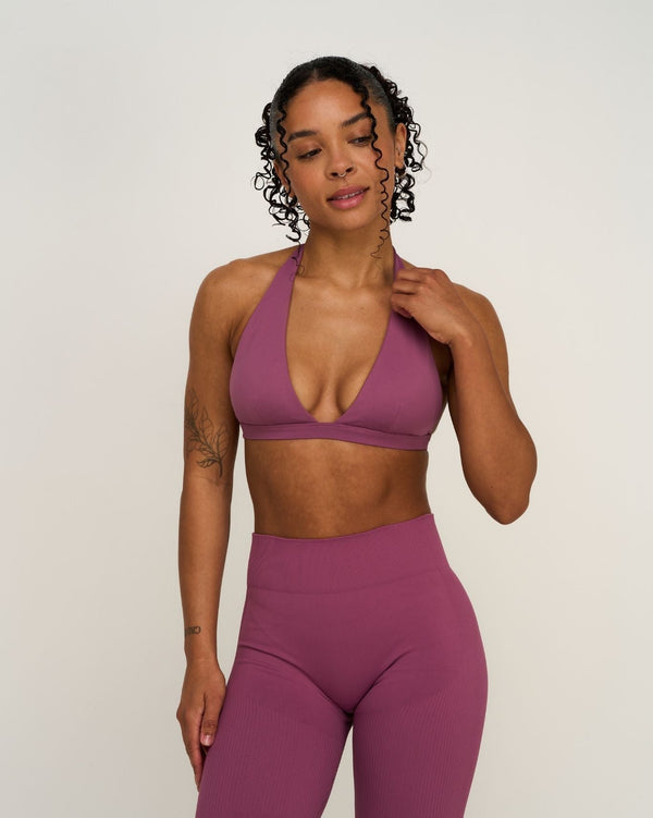 Elevate™ Sculpting Seamless V-Neck Halter Bra | Orchid Mauve