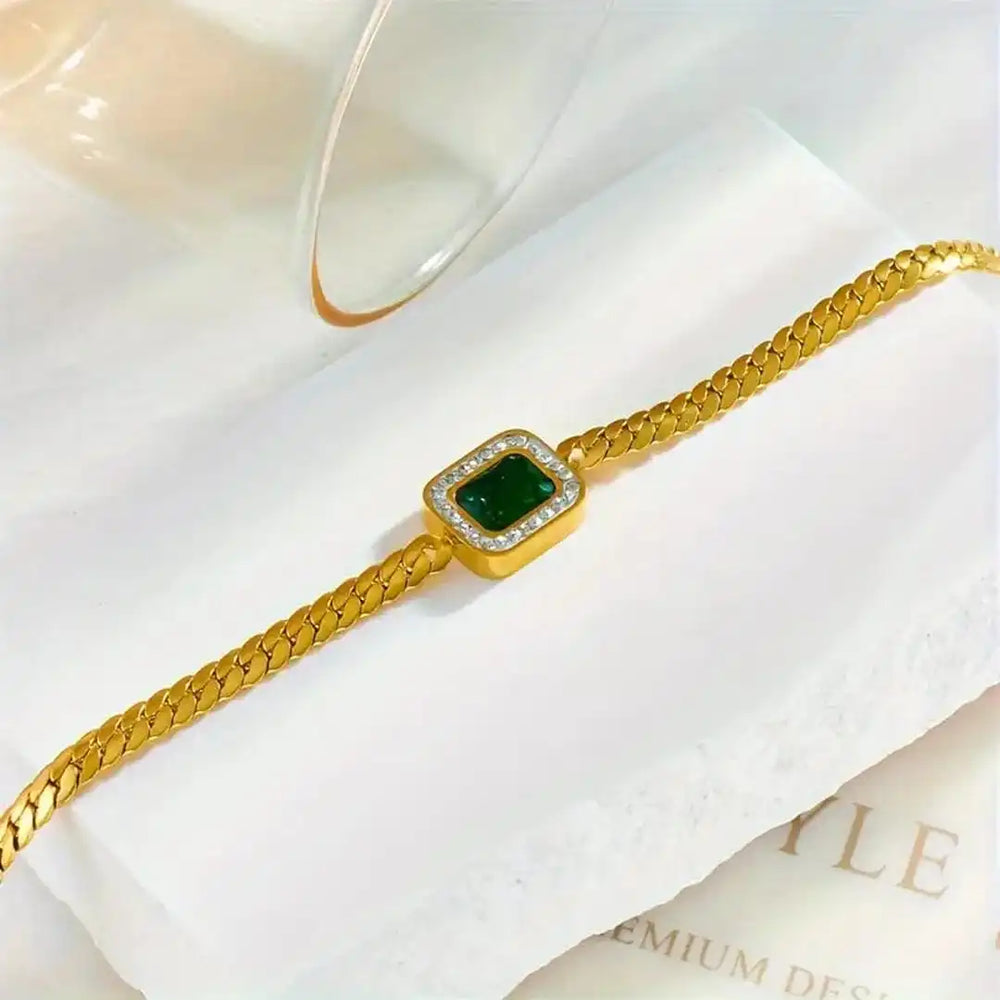 Radiant Golden Emerald Link Bracelet — image 2