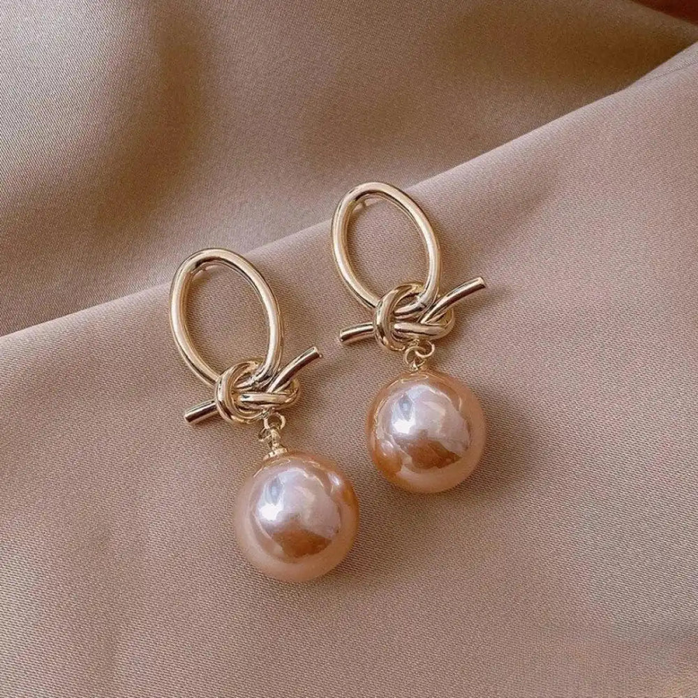 Elegant Pink Pearl Drop Earrings — image 1