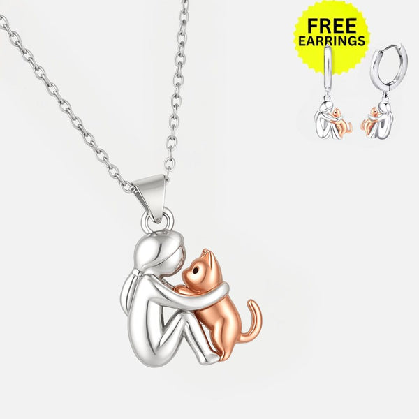 Crystal Cat Hug Necklace Set — image 1
