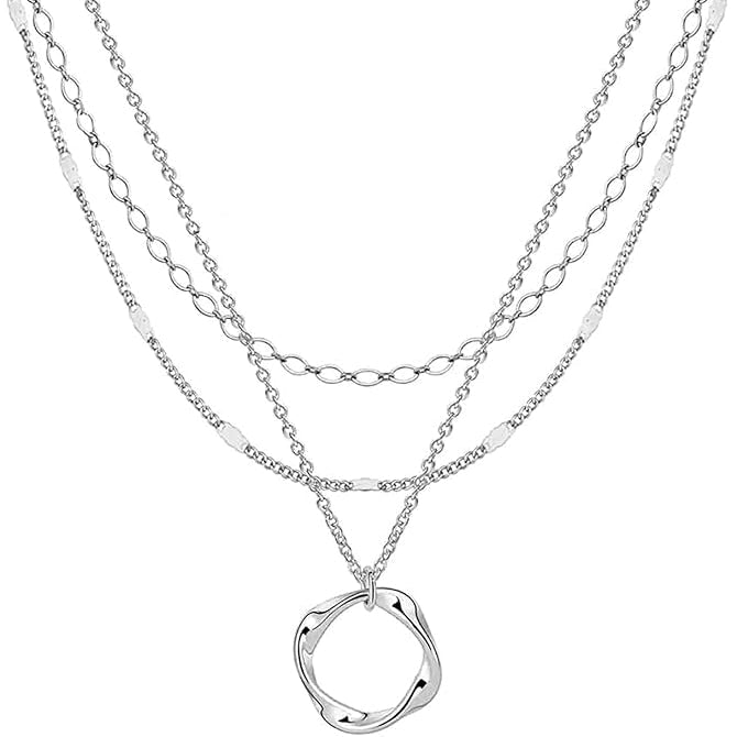 White Gold Three Row Necklace — image 1